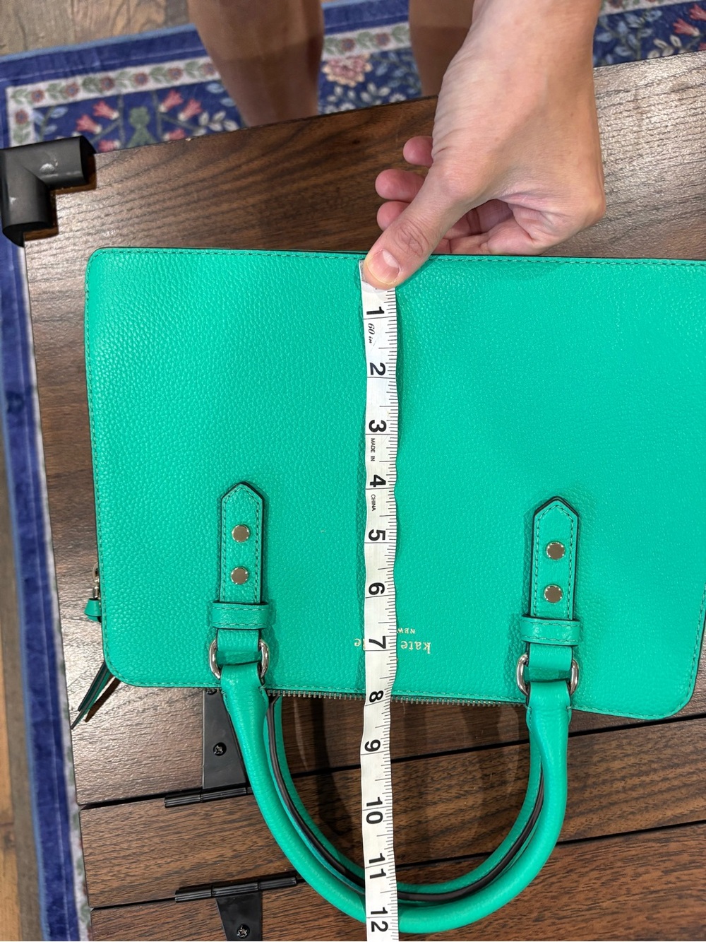 kate spade Turquoise pebbled Leather Structured Satchel - Picture 11 of 12